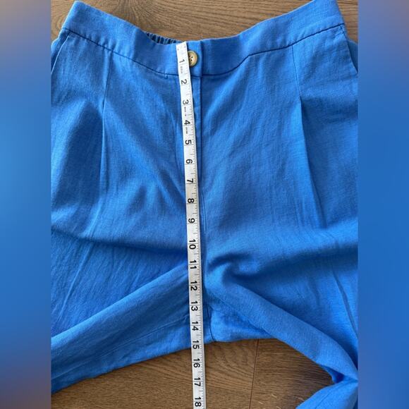 NWT J. Crew Factory Linen-Blend Pleated Wide Leg Crop Pant Blue Size 10 - Picture 10 of 11